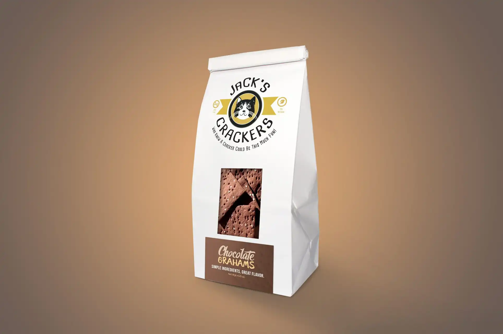 Bag of Jack's Crackers Chocolate Graham Crackers for snacking and baking.